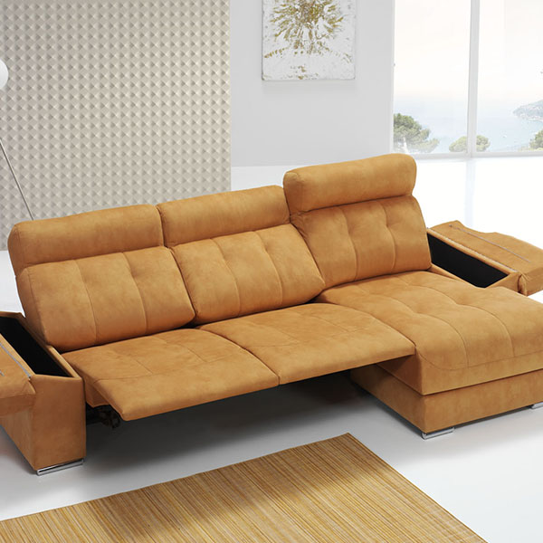 Sofá relax motorizado con chaise longue reclinable modelo Dance