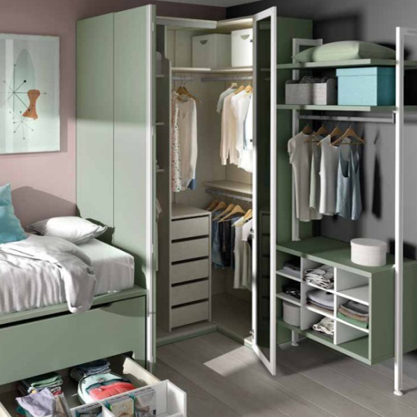 Dormitorio juvenil armario amplio línea moderna