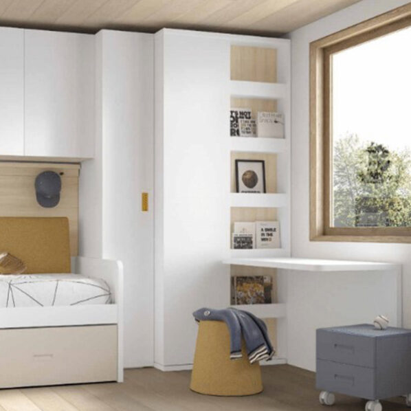 Dormitorio juvenil moderno con máxima capacidad