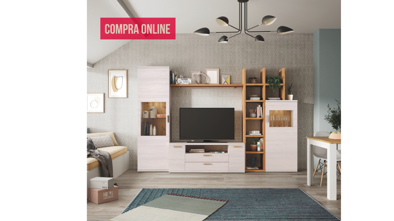 Dmora - Mueble alto Gruf, Conjunto de salón con soporte TV, Mueble de salón polivalente, 200x41h180 cm, Roble y Blanco Dmora - Mueble alto Gruf, Conjunto de salón con soporte TV, Mueble de salón polivalente, 200x41h180 cm, Roble y Blanco