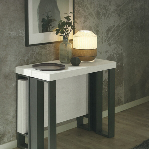 Mesa consola extensible con pata metálica