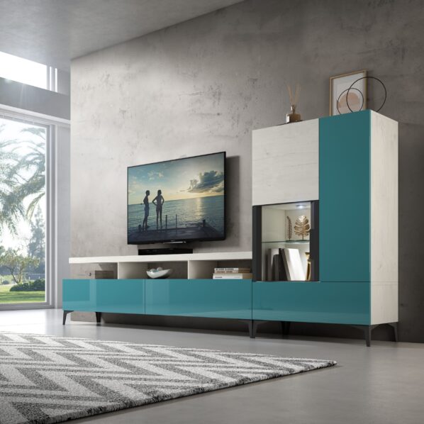 MUEBLE DE SALÓN CON VITRINAS y luces LED