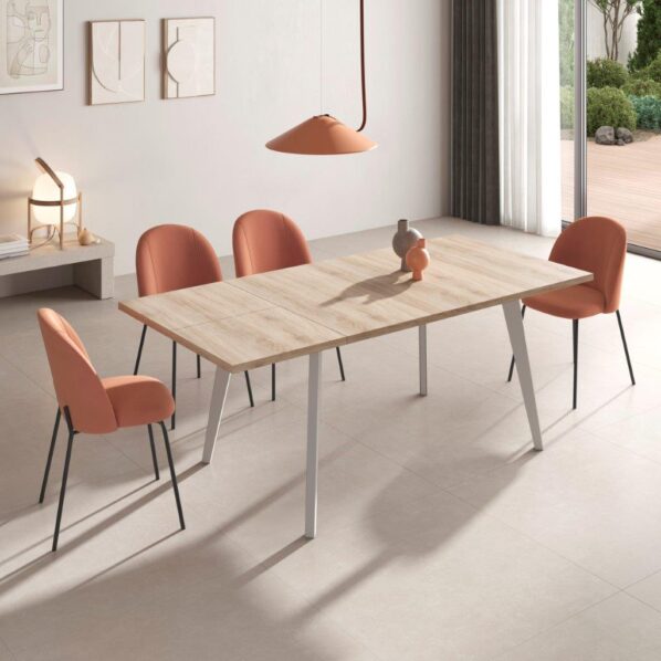 MESA DE SALÓN EXTENSIBLE CON PATA METÁLICA