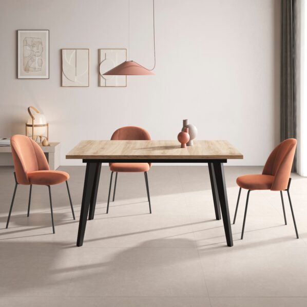 MESA DE SALÓN EXTENSIBLE CON PATA METÁLICA