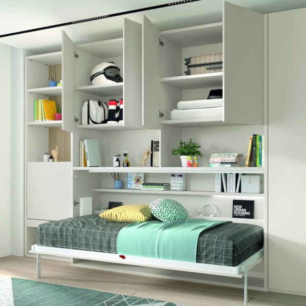 Mueble Cama Abatible Horizontal con Armarios